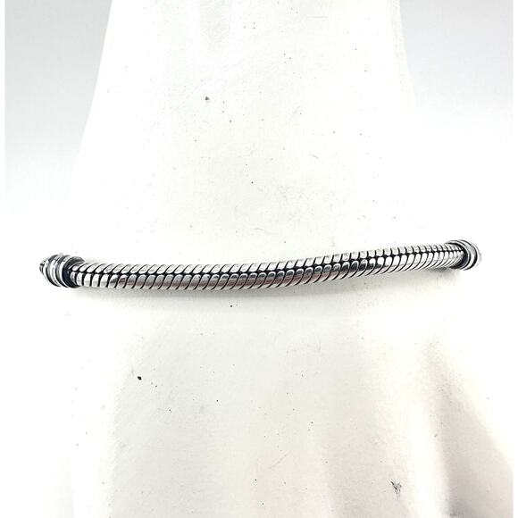 Pandora 925 Authentic Sterling Silver Snake Chain Charm 7” Bracelet - Picture 3 of 8